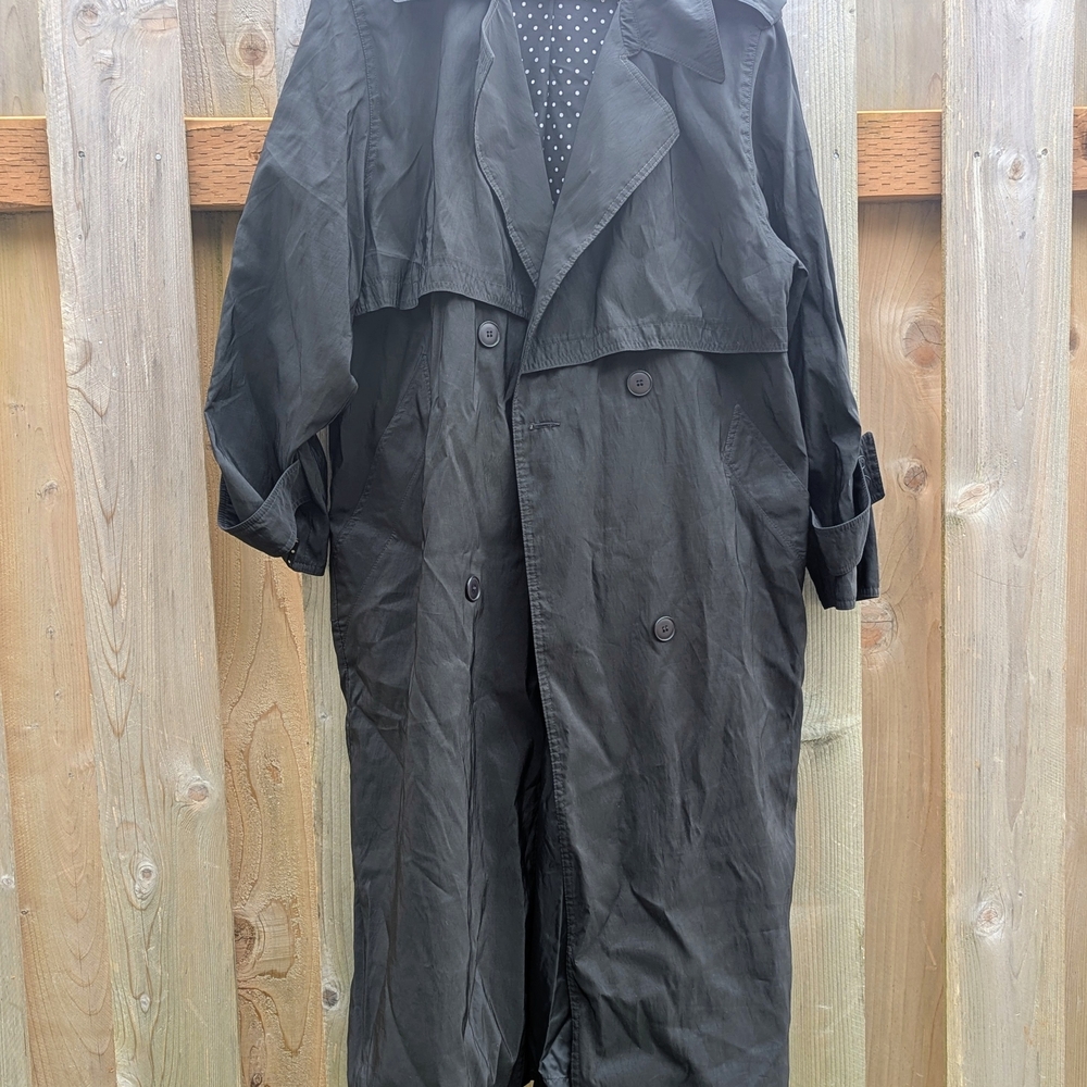 Black Double-Breasted Trench Coat - Picture 2 of 7